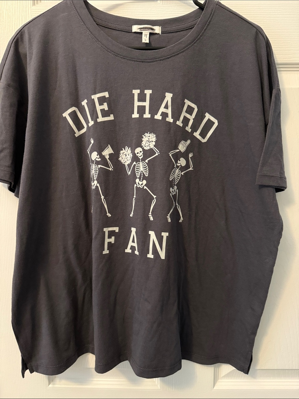 Maurices Black Graphic 'Die Hard Fan' Tee with Skeleton Cheer Design